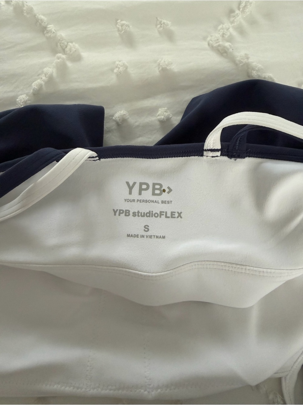 Abercrombie Navy and White double lined YPB studioFLEX Bralette Tank View 3